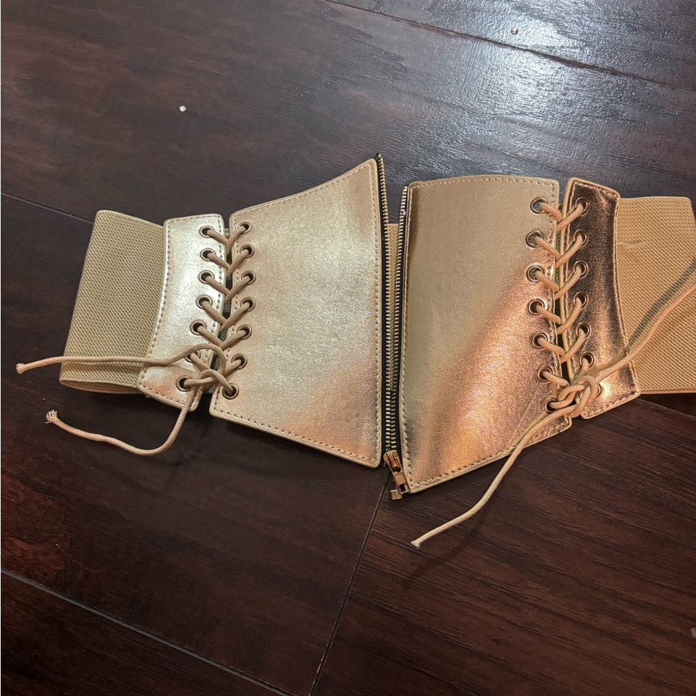 Gold Lace-Up Corset Belt